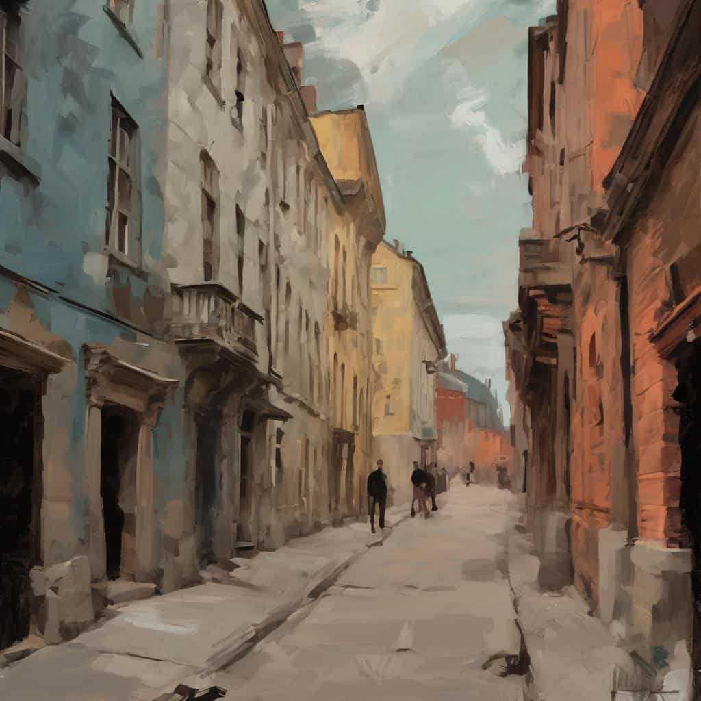 νέα τάση τέχνης του σήμερα σε αστικό τοπίο, ζωγραφική με σύγχρονο art.