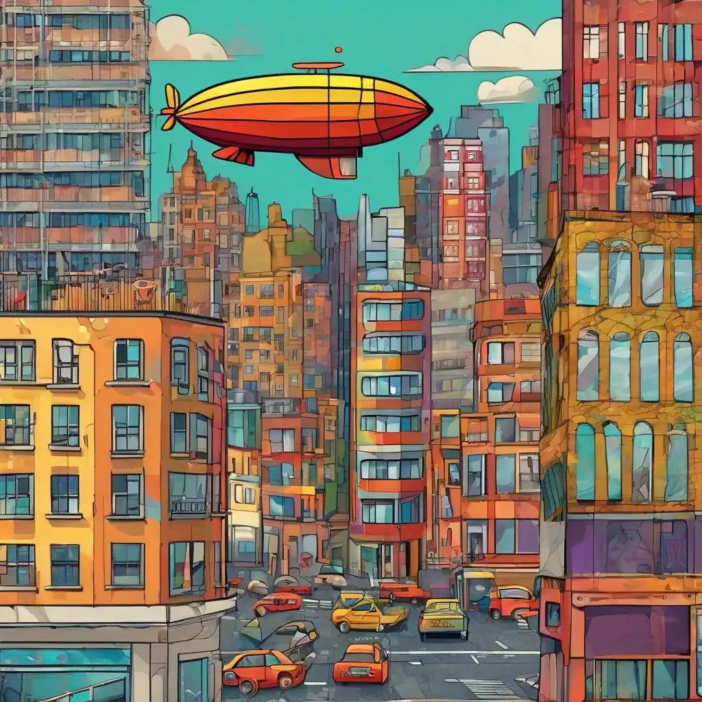 Colorful City with Zeppelin – Hans Richter